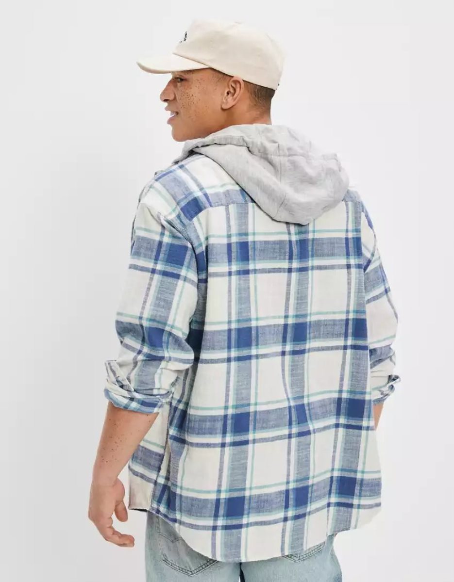 Sweats American Eagle AE Super Soft Encapuchonné Beach Flannel Bleu Homme | CGE-19512736